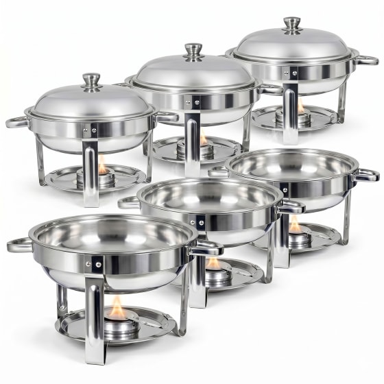 Bufetera Redonda 27l Chafing Dish 6pz Acero Inox Buffet