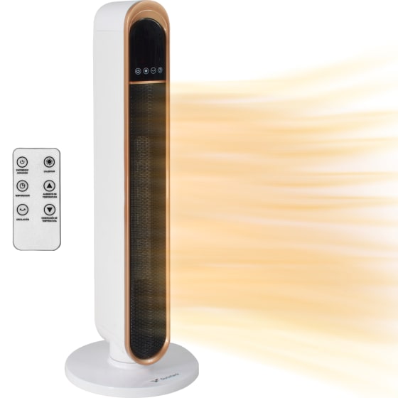 Calefactor Electrico Ceramico De Torre 1500w Control Remoto Blanco