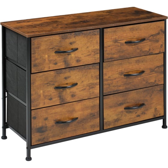 Comoda Cajonera Mueble 6 Cajones Tela Organizador Metalico Café Claro
