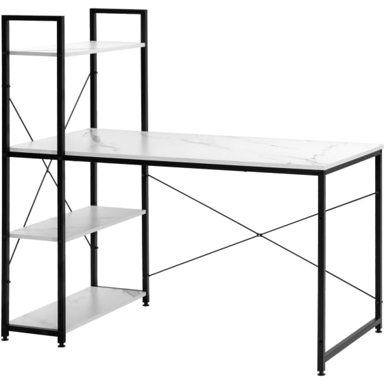 Escritorio Minimalista Metal Estacion Trabajo Repisas Madera