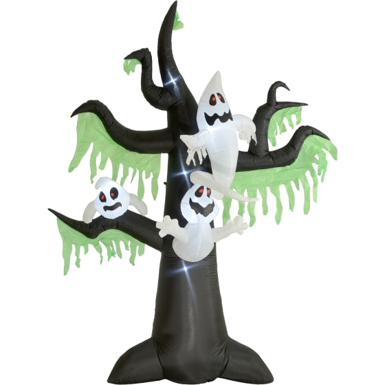 HOUZER Inflable Halloween Arbol Fantasma LED 2.4 Metros Ventilador Negro