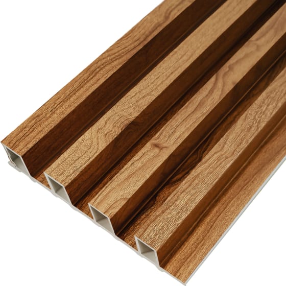 HOUZER Lambrin Panel Decorativo 3D 4 Piezas Nogal WPC Interior Exterior
