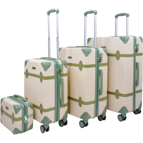 Set 4 Maletas Rosa Vintage Resistentes Retro Tipo Baul