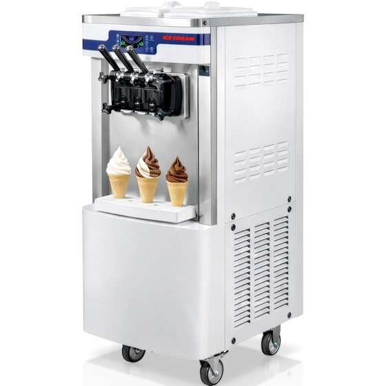 GUTSTARK Maquina Helado Suave Comercial 3 Sabores 2000W Doble Tolva Blanca