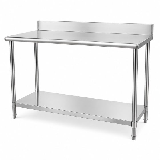 GUTSTARK Mesa Trabajo Acero Inoxidable 150x60x100 Copete Estante Ajustable