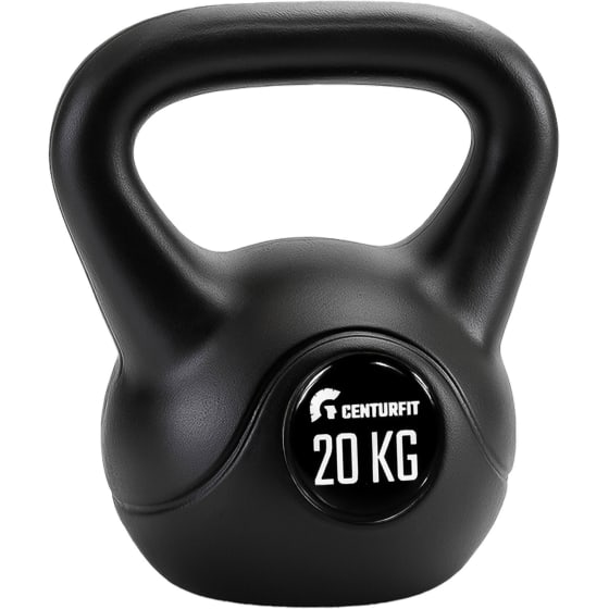 CENTURFIT Pesa Rusa Kettlebell 20 kg 44 lb Antideslizante Negro Gym Casa