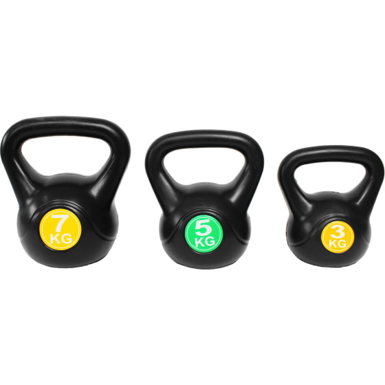 CENTURFIT Set Pesas Rusas Kettlebell 3 5 7 kg 15 kg Negro Gym Casa