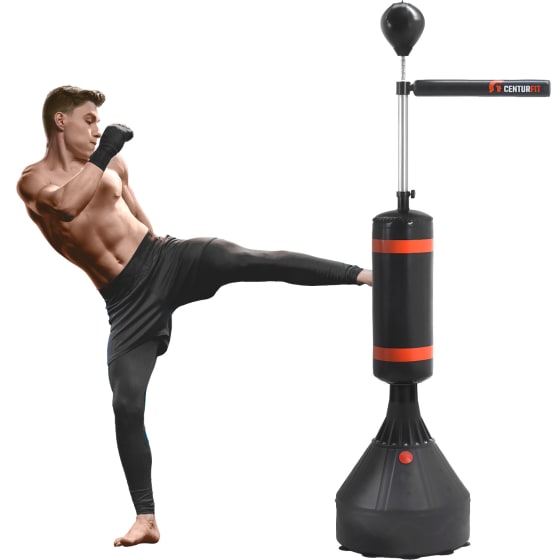 CENTURFIT Saco Box Piso Brazo Giratorio 360 Pera 7 Alturas Base Negro