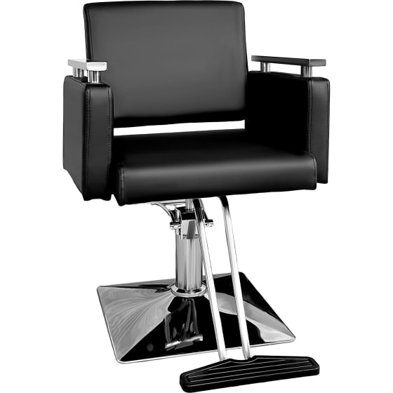 NANOFORT Sillon Barberia Estetica Cuadrado Giratorio 360 Negro