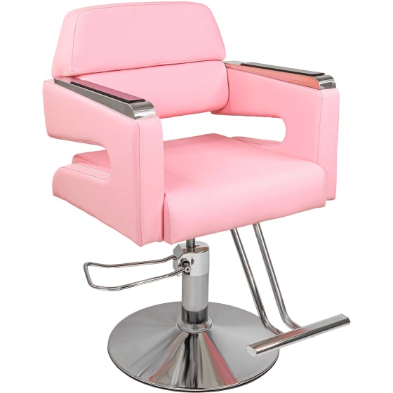 Silla Estetica Barberia Hidraulica Neumatica Ajustable Rosa Rosa Fijo Cuadrada