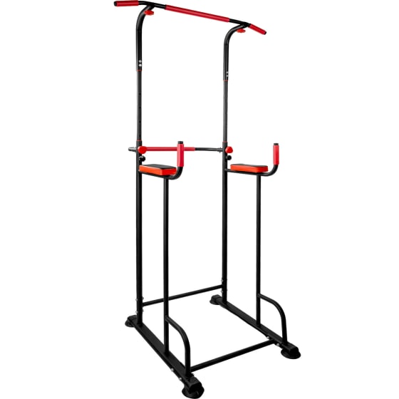 Multifuncional Torre Abdominales Dominadas Power Rack Gym Negro Rojo