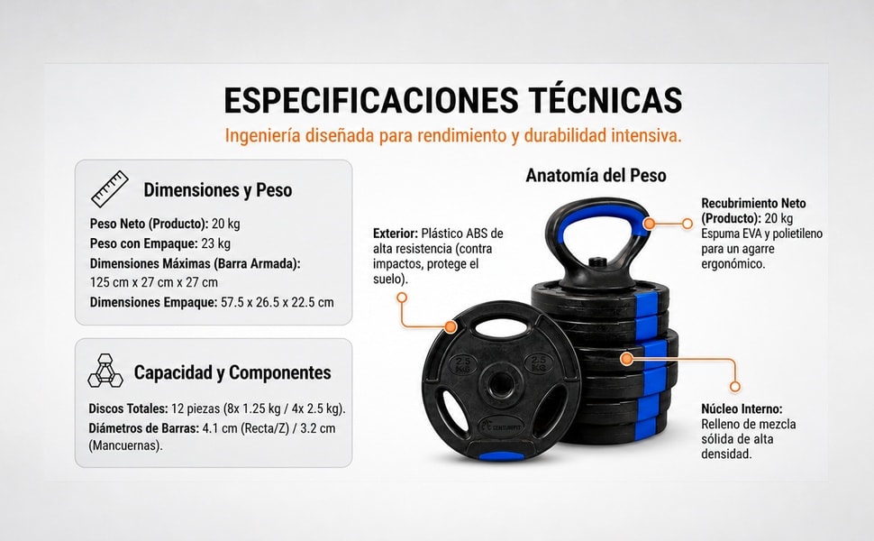 Kit Mancuerna Ajustable 20 Kg Pesas Barra Kettlebell Pro Azul - detalle 2