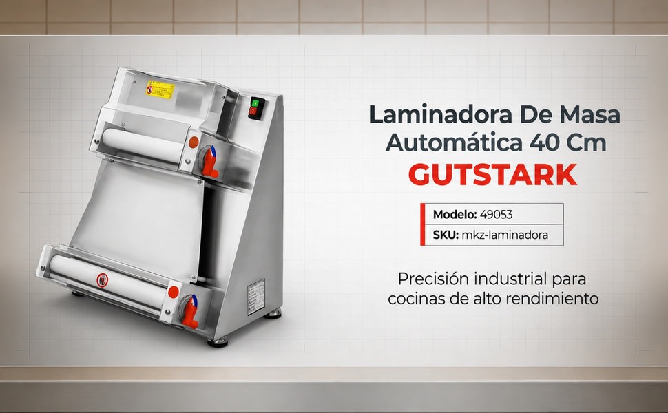 GUTSTARK Laminadora Masa Pizza Automatica 40 cm Motor 450 W Acero Inox - detalle 1