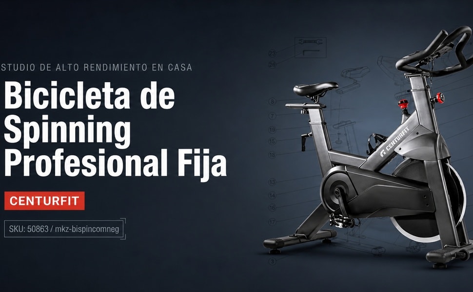 Centurfit Bicicleta Spinning Profesional 22kg 160kg Uso Rudo Pantalla Negra - detalle 1