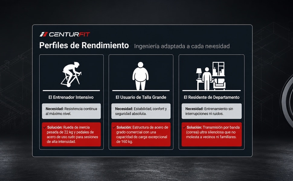 Centurfit Bicicleta Spinning Profesional 22kg 160kg Uso Rudo Pantalla Negra - detalle 4