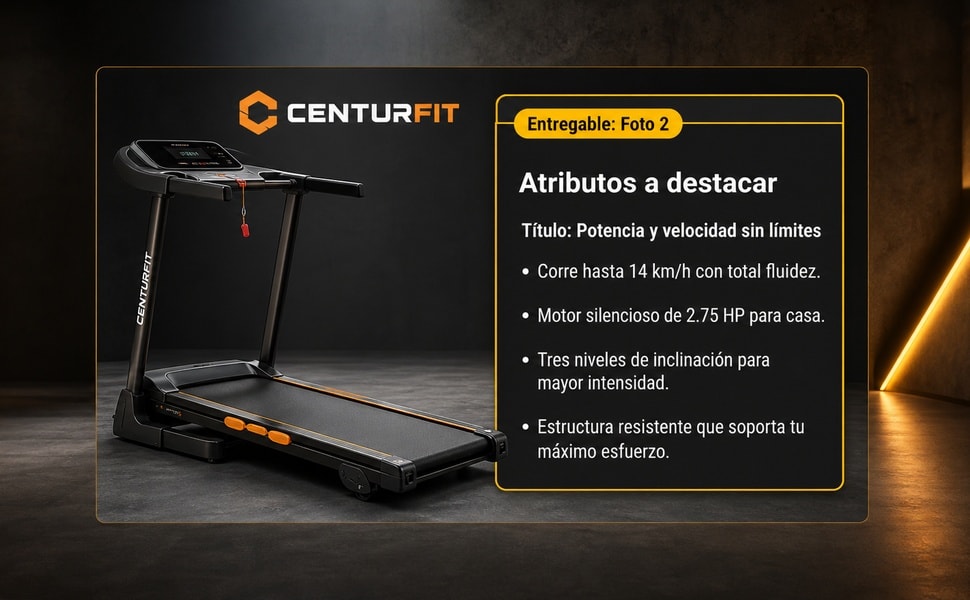 CENTURFIT Caminadora Electrica Legion X3 2.75 HP Bluetooth Bocinas 90 kg - detalle 2