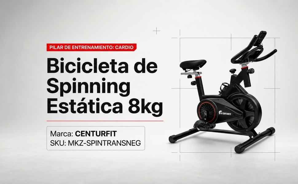 CENTURFIT Bicicleta Spinning Monitor Digital Asiento Muelles Acero Negra - detalle 1