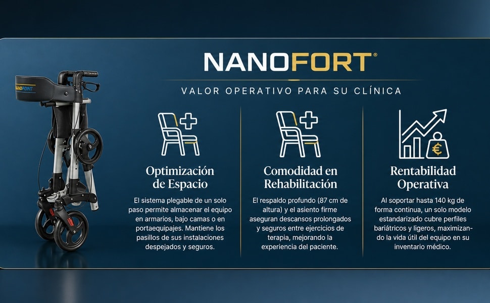 NANOFORT Andadera Ortopedica Plegable Adulto Mayor Aluminio Negra 140 kg - detalle 5