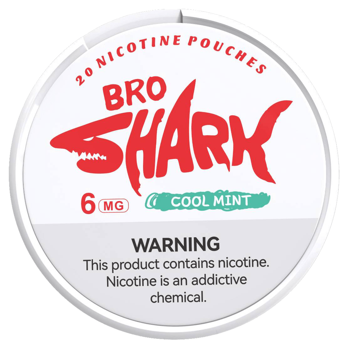 bro shark cool mint nicotine pouches can — icy mint background