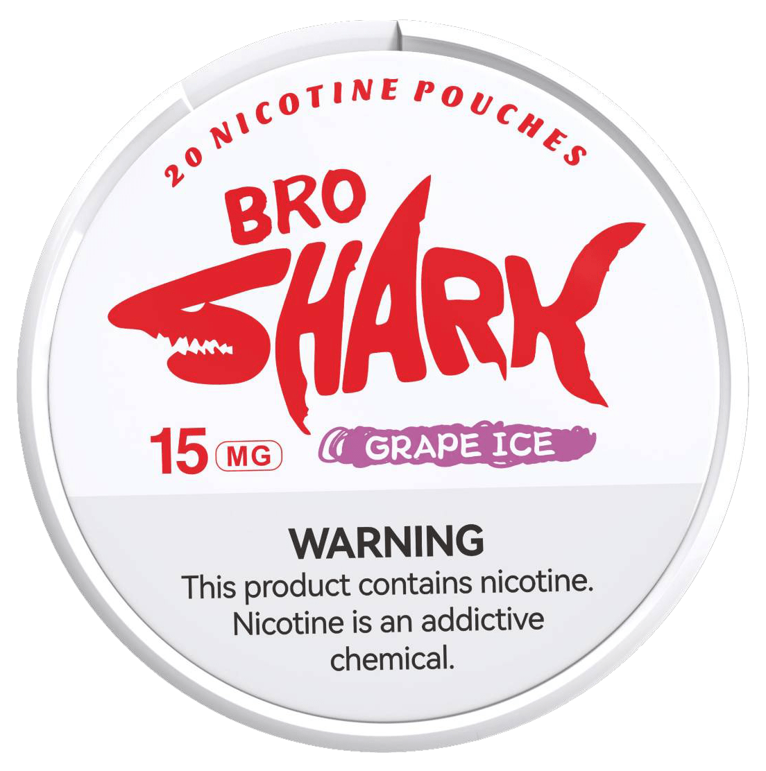 bro shark grape ice nicotine pouches can — front label