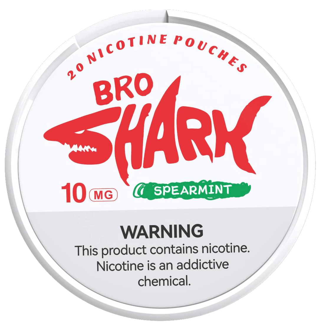 bro shark spearmint nicotine pouches can — mint leaves backdrop