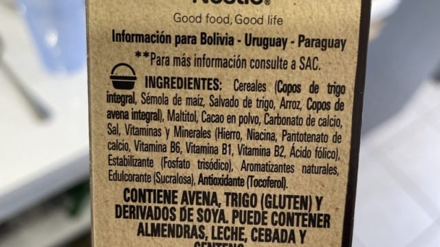 Rótulo do produto Nestlé Nesfit Zero Cocoa