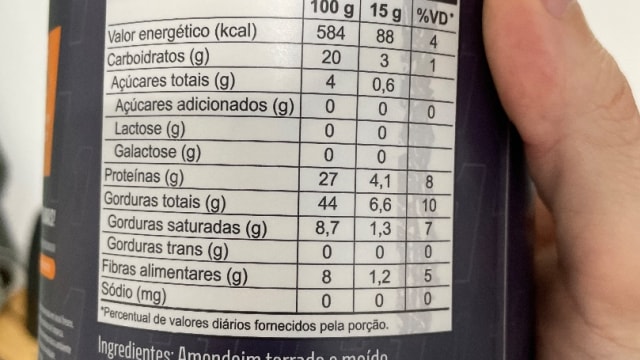 Rótulo do produto Pasta de Amendoim