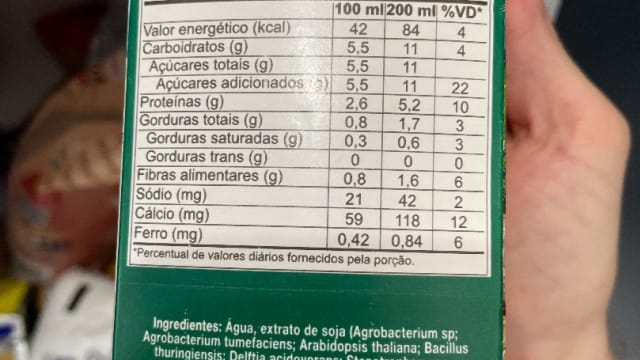Rótulo do produto Bebida de Soja Lider