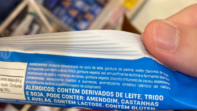 Rótulo do produto Barra de Proteína (com Wafer e Cacau)