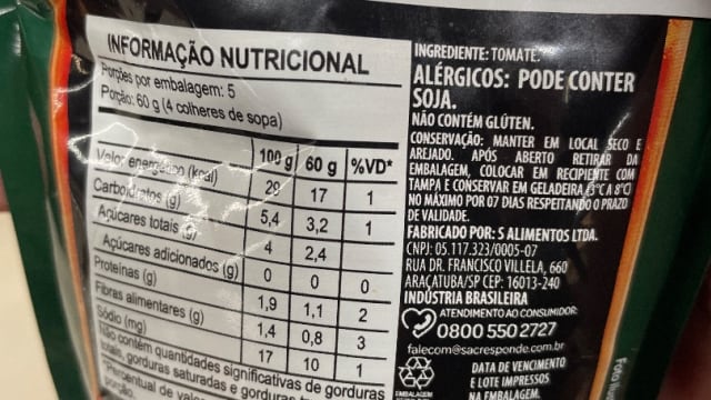 Rótulo do produto Tomate em Polpa (Genérico)