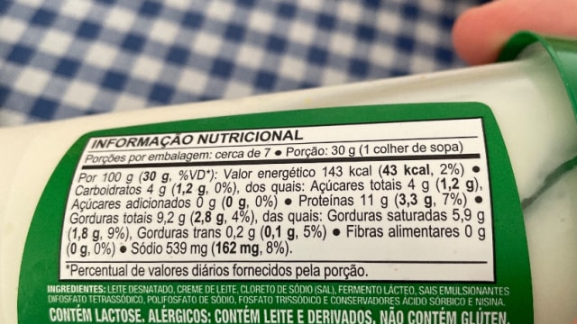 Rótulo do produto Requeijão Cremoso Light Vigor