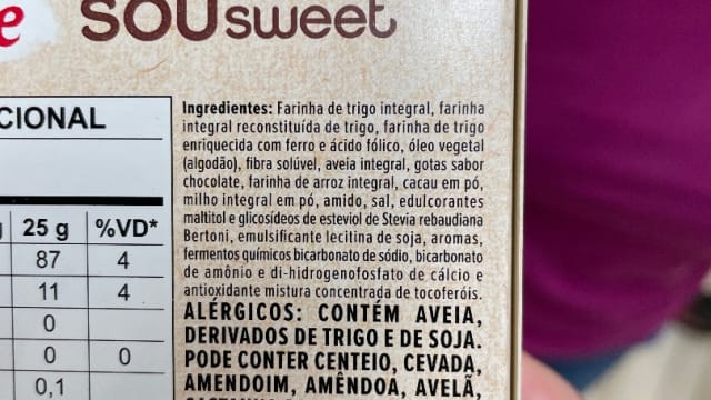 Rótulo do produto Biscoito/Snack SOU sweet