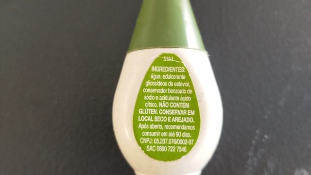 Rótulo do produto Adoçante Líquido (Estévia)