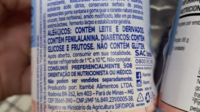 Rótulo do produto Sobremesa Láctea Zero Açúcar com Maçã
