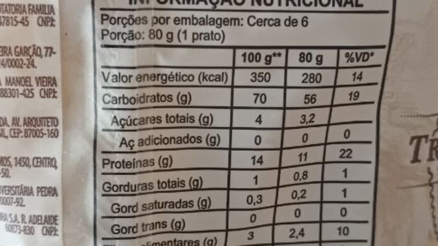 Rótulo do produto Massa Alimentícia de Sêmola de Trigo Durum (La Molisana)