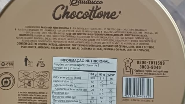 Rótulo do produto Bauducco Chocottone
