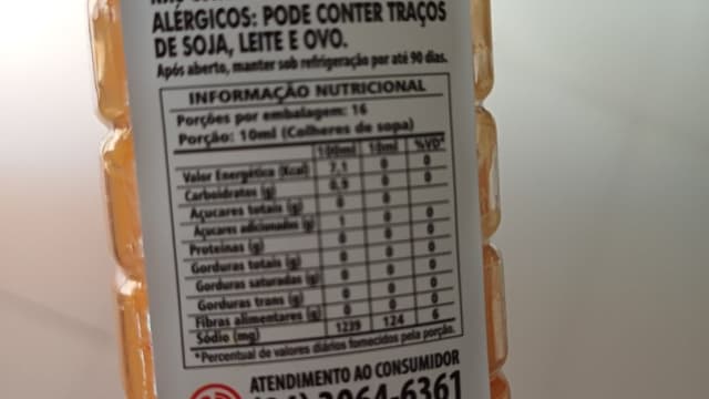 Rótulo do produto Molho de Pimenta ao Leite Cremoso Marinar