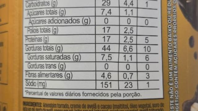 Rótulo do produto Pasta de Amendoim com Creme de Avelã e Cacau