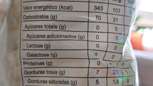 Rótulo do produto Salgadinho de Amido de Mandioca