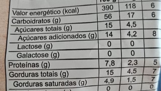 Rótulo do produto Biscoito ou Cereal Integral com Chocolate