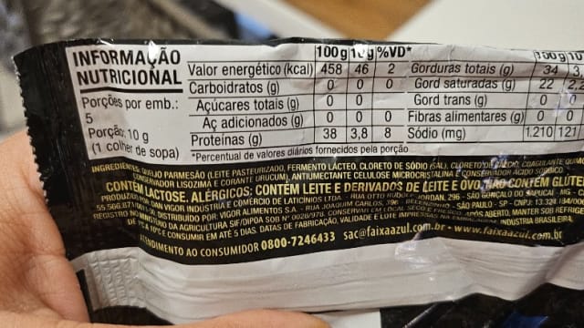 Rótulo do produto Queijo Parmesão Ralado