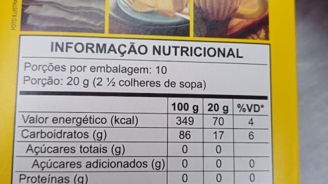 Rótulo do produto Amido de Milho (Maizena)