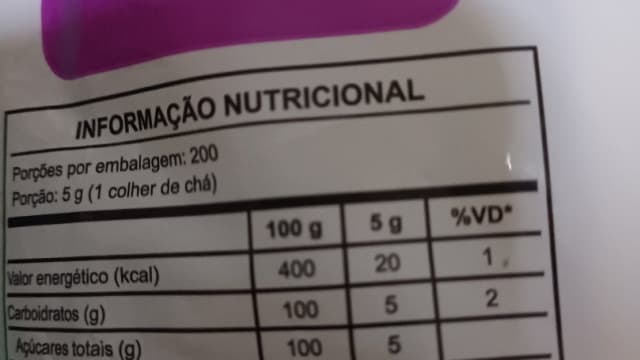 Rótulo do produto Açúcar Demerara