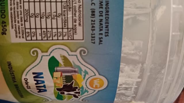 Rótulo do produto Nata Salgada