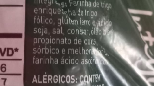 Rótulo do produto Pão de Forma Industrializado
