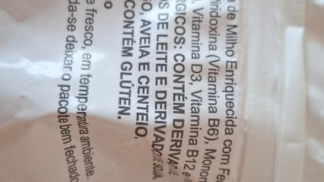 Rótulo do produto Farinha de Milho Enriquecida