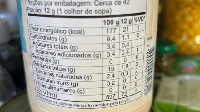 Rótulo do produto Maionese