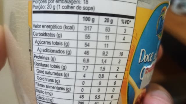 Rótulo do produto Doce de Leite Cremoso