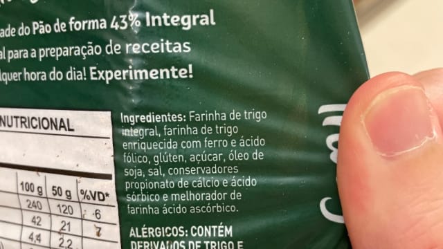 Rótulo do produto Pão Wickbold 43% Integral