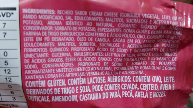Rótulo do produto Bolinho de Chocolate com Recheio Sabor Cream Cheese